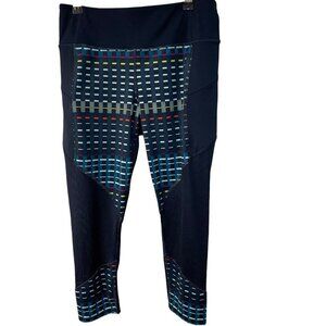 Athleta Leggings Women Medium Blue Timeless Contender Mesh Capri Cropped